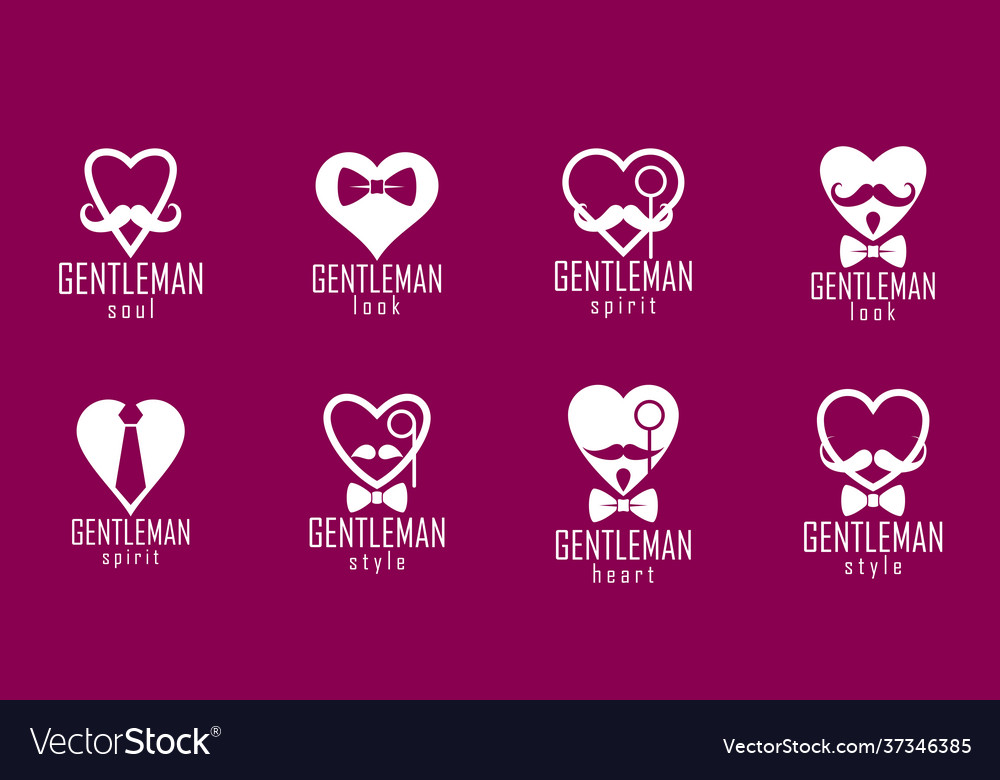 Gentleman Herzsymbole oder Logos setzen Herzformen