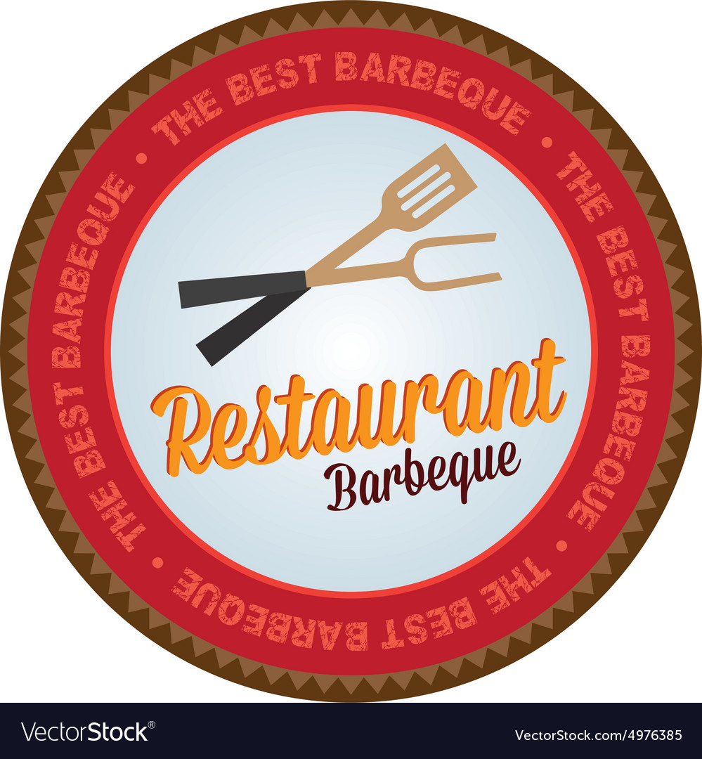Isolated label with text and barbecue elements