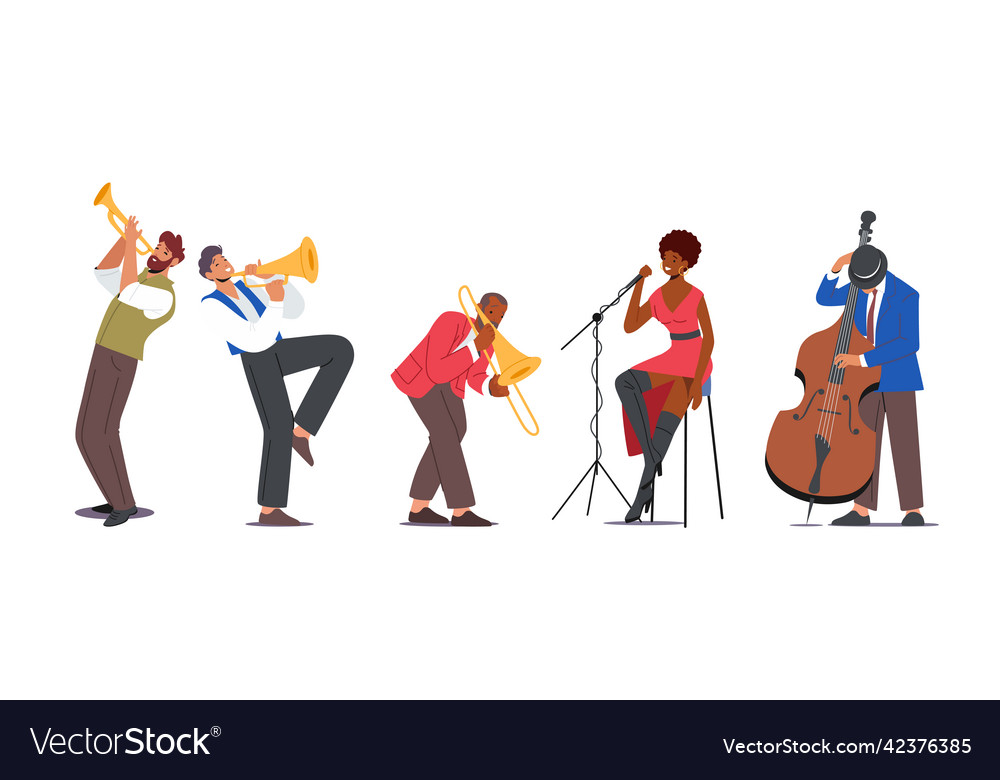 Jazz band on stage performing music concert Vector Image