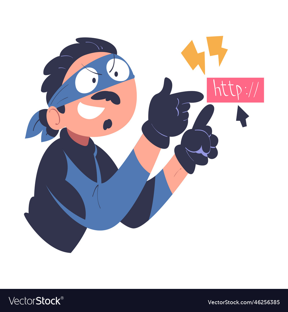 Masked hacker stealing private personal data from