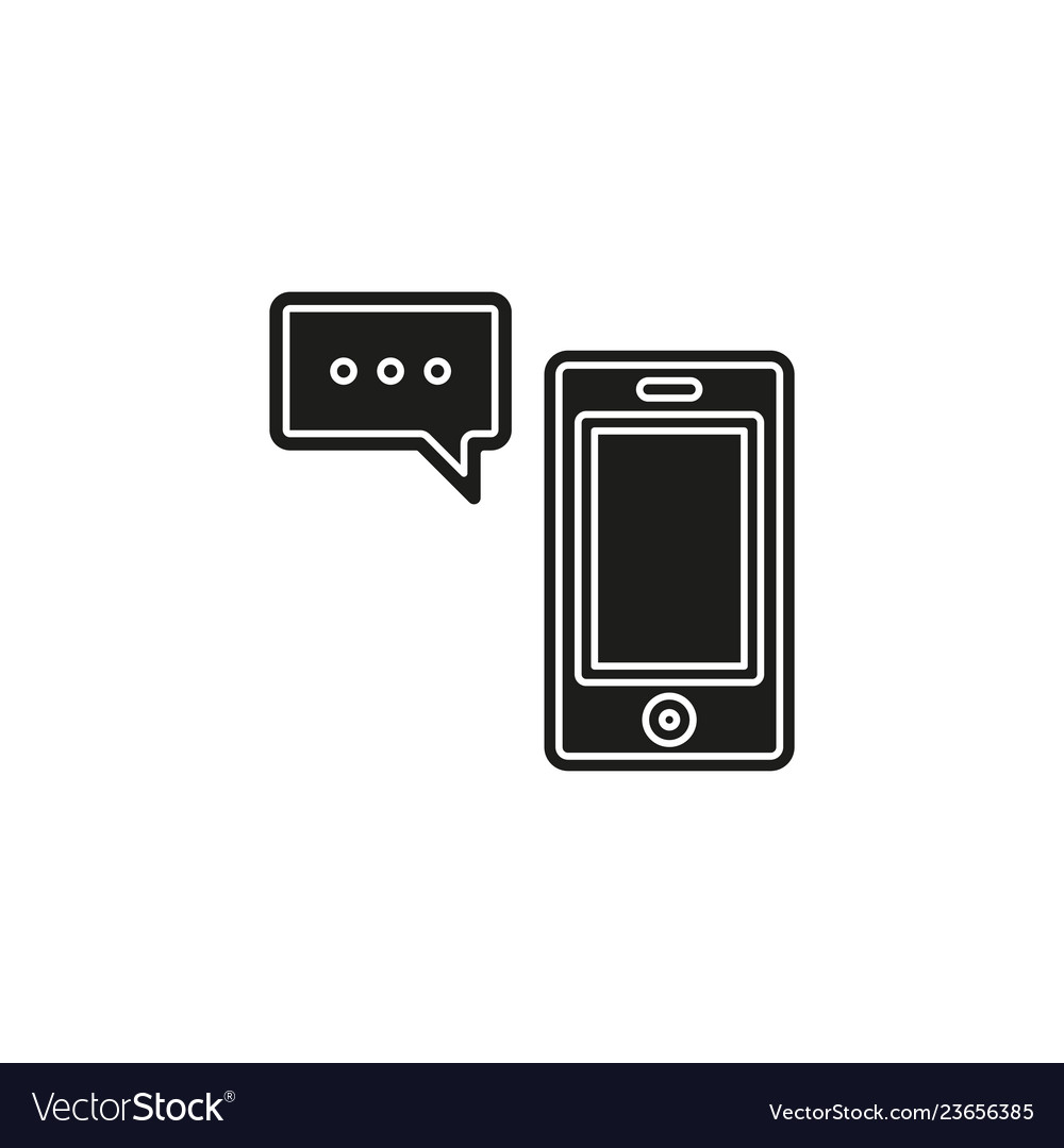 Mobile icon with text message - sms communication