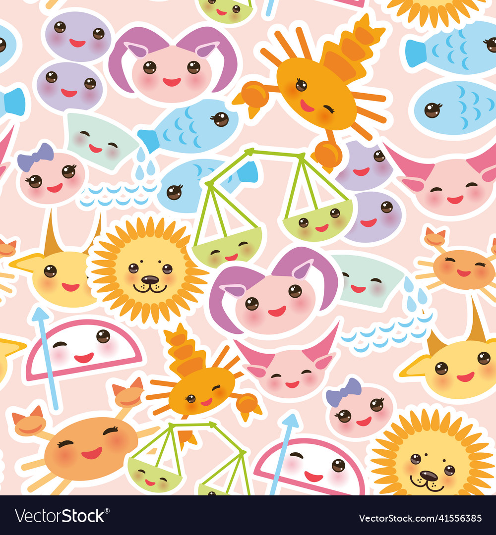 Nahtloses Muster lustig kawaii zodiac sign vector image Nahtloses Muster lustig kawaii zodiac sign