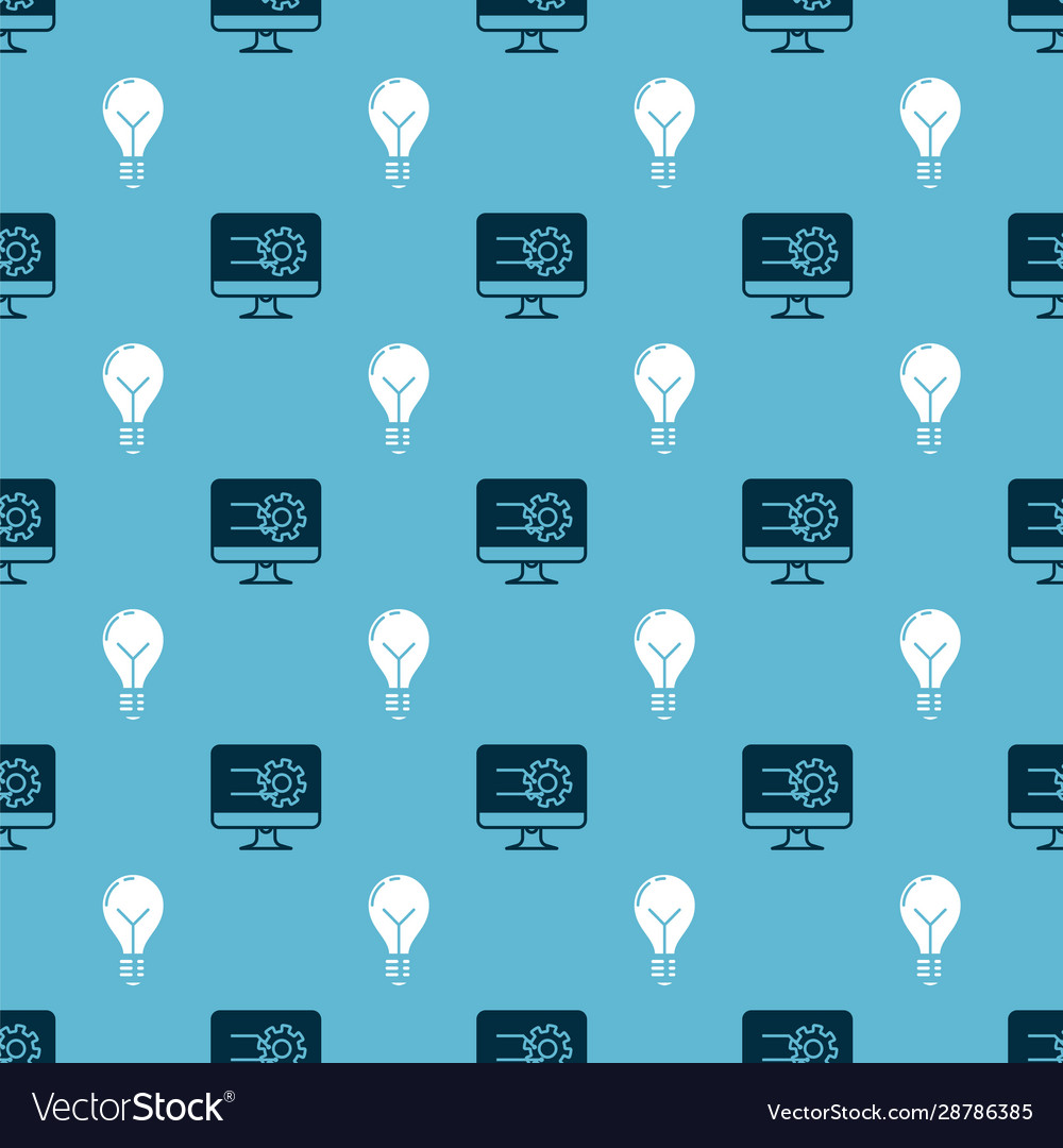 Set computer monitor with graph chart and light vector image Set computer monitor with graph chart and light