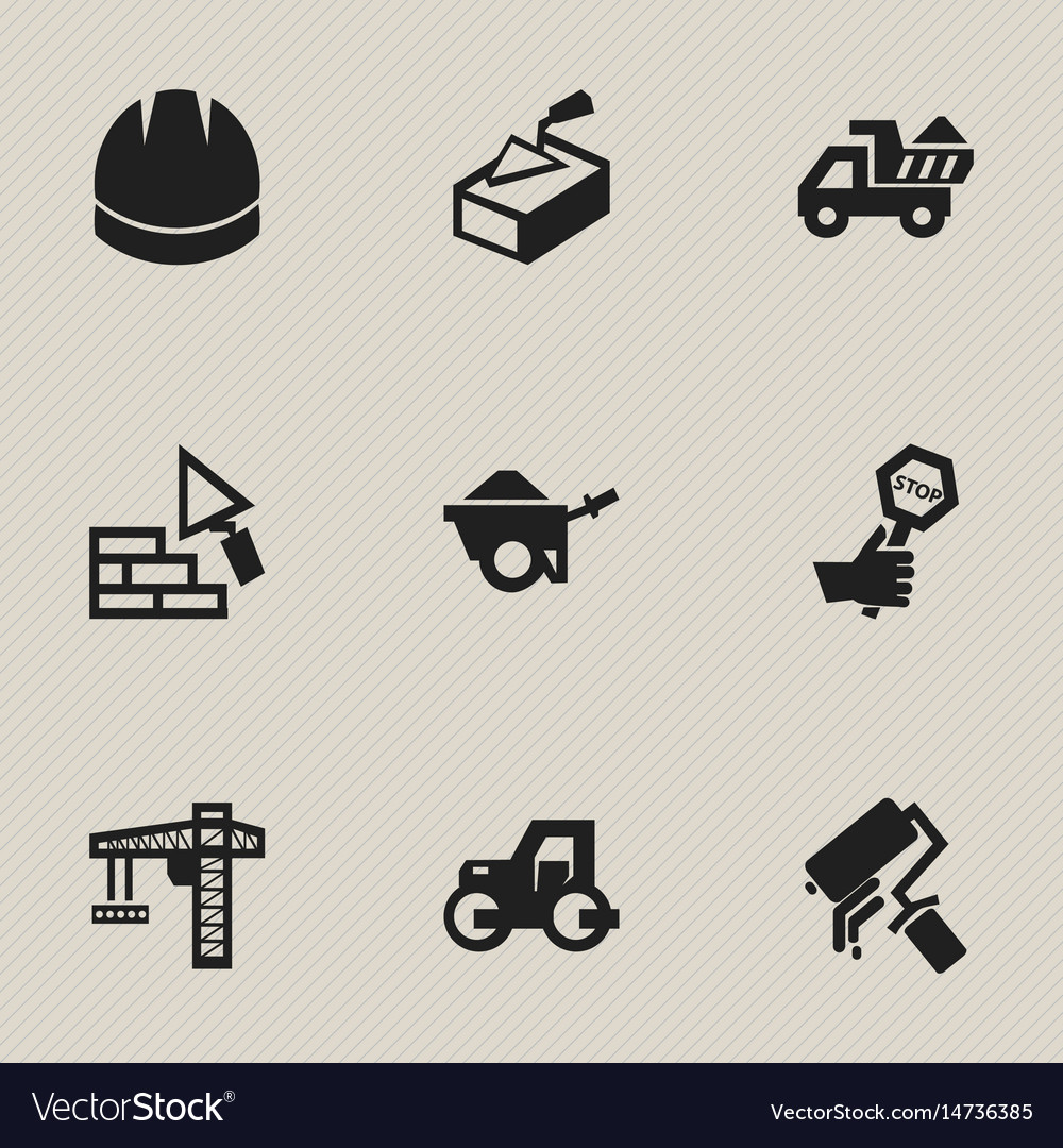 Set of 9 editable building icons includes symbols