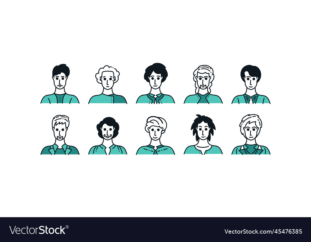 Set of people avatars with minimal cartoon style