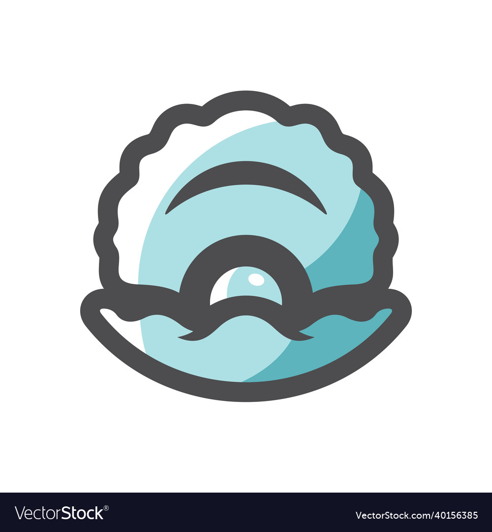 Shell with pearl icon cartoon