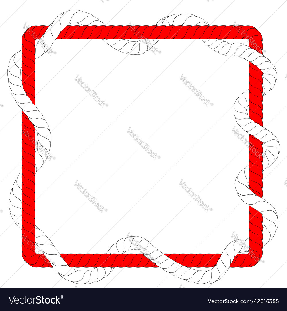Simple square shape from 2 red and whiterope