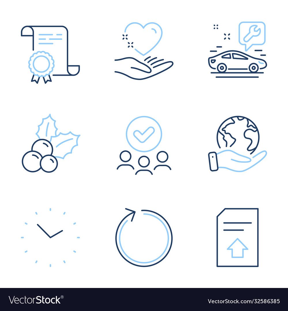 Upload file loop and car service icons set vector image Upload file loop and car service icons set