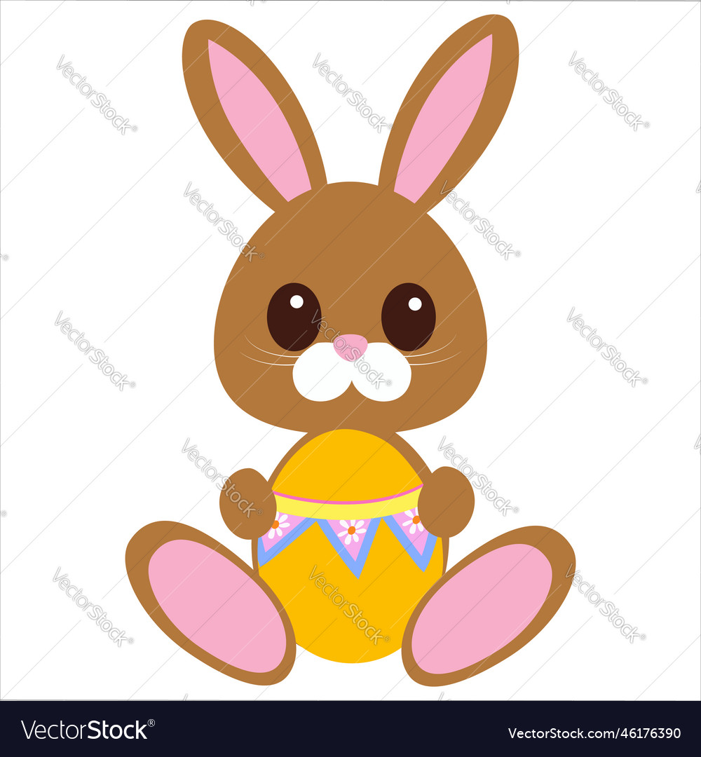 An easter cute bunny holds egg graphics Royalty Free Vector