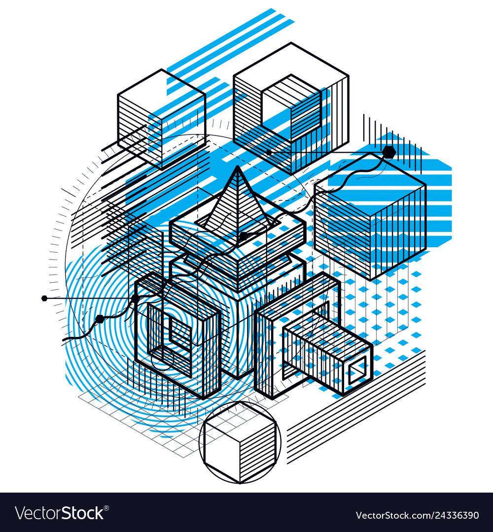 Background with abstract isometric lines