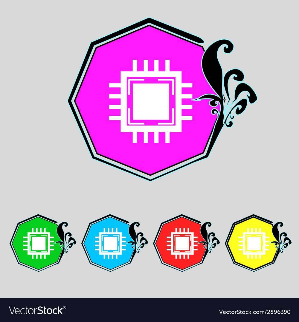 Central processing unit icon technology scheme