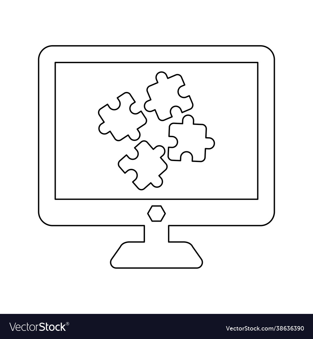 Controller solution puzzle outline icon line art