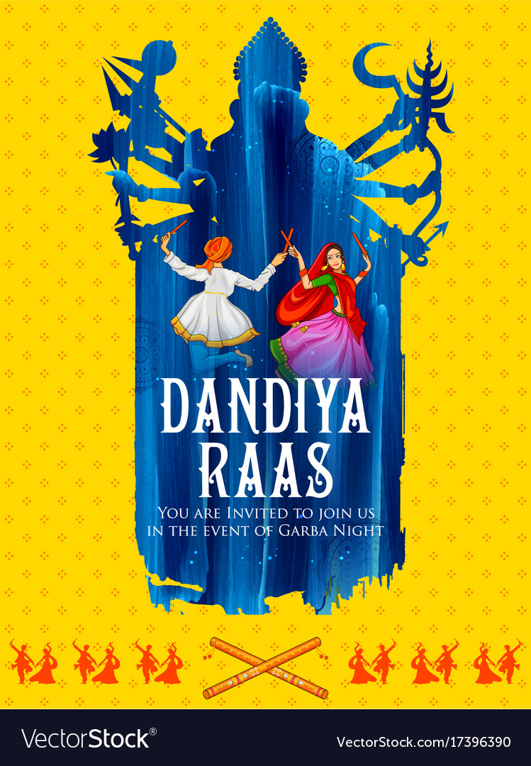 Couple playing dandiya in disco garba night poster