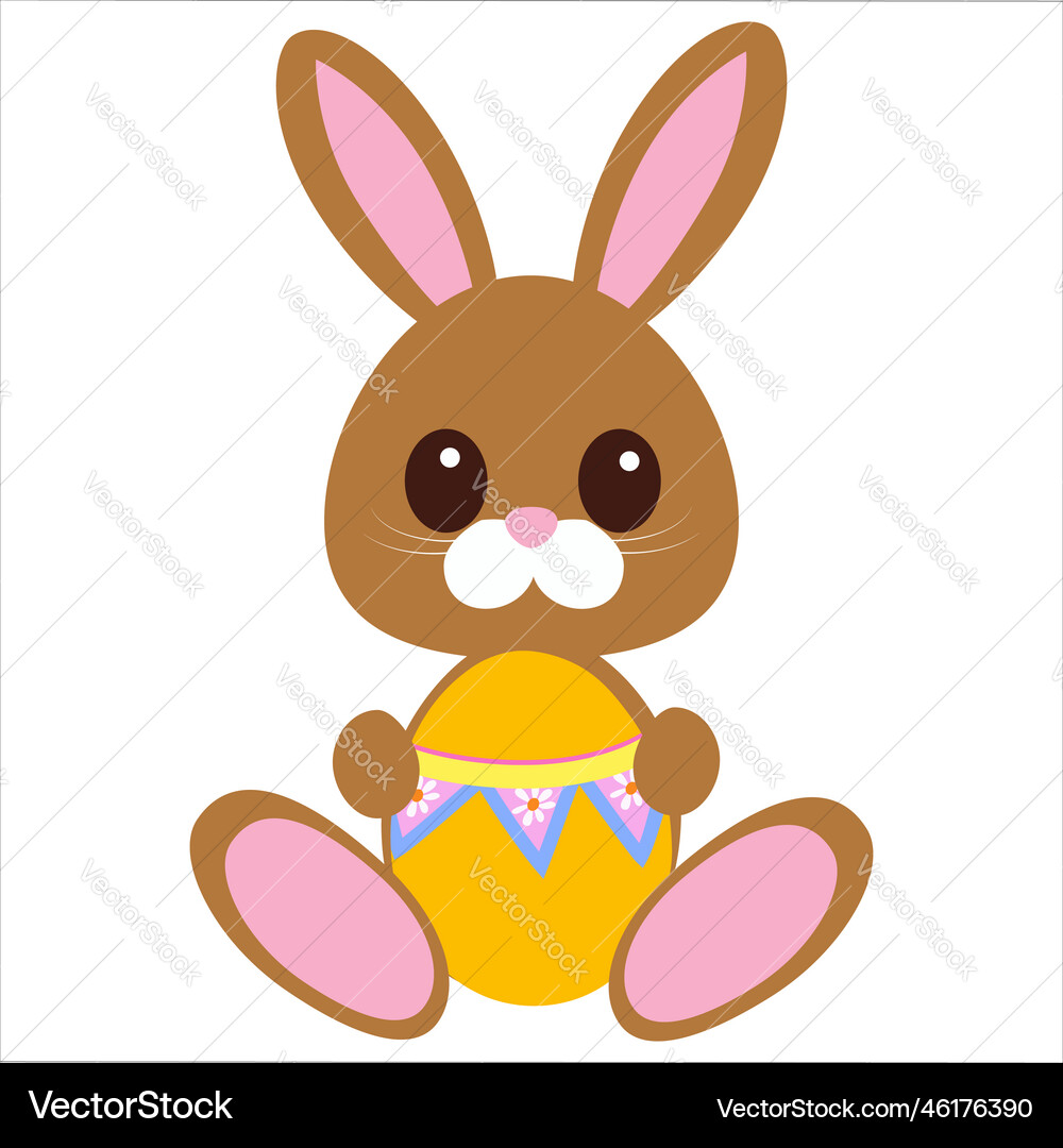 Cute Easter Bunny with Egg Royalty Free Vector Image