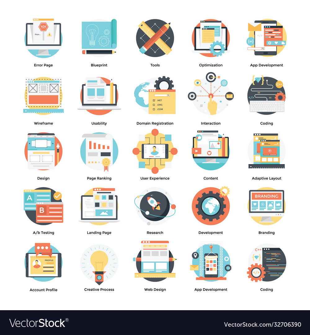 Design and software development flat icons