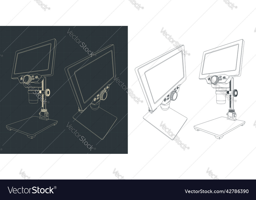 Digital microscope drawings Royalty Free Vector Image