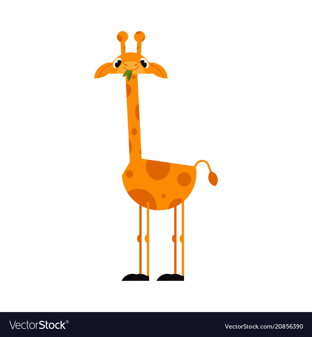 Funny giraffe cartoon character with long neck Vector Image