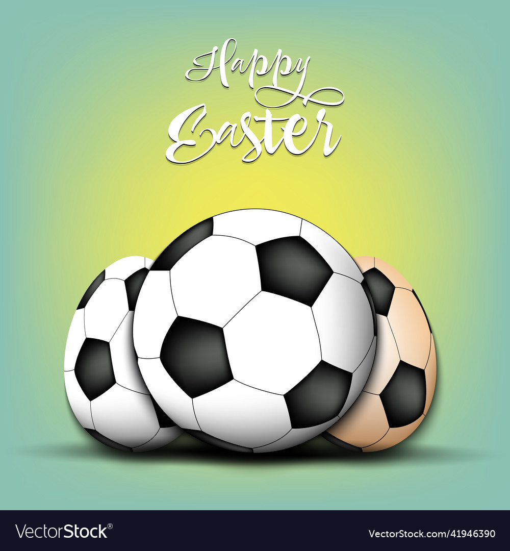 Happy easter soccer ball and eggs Royalty Free Vector Image