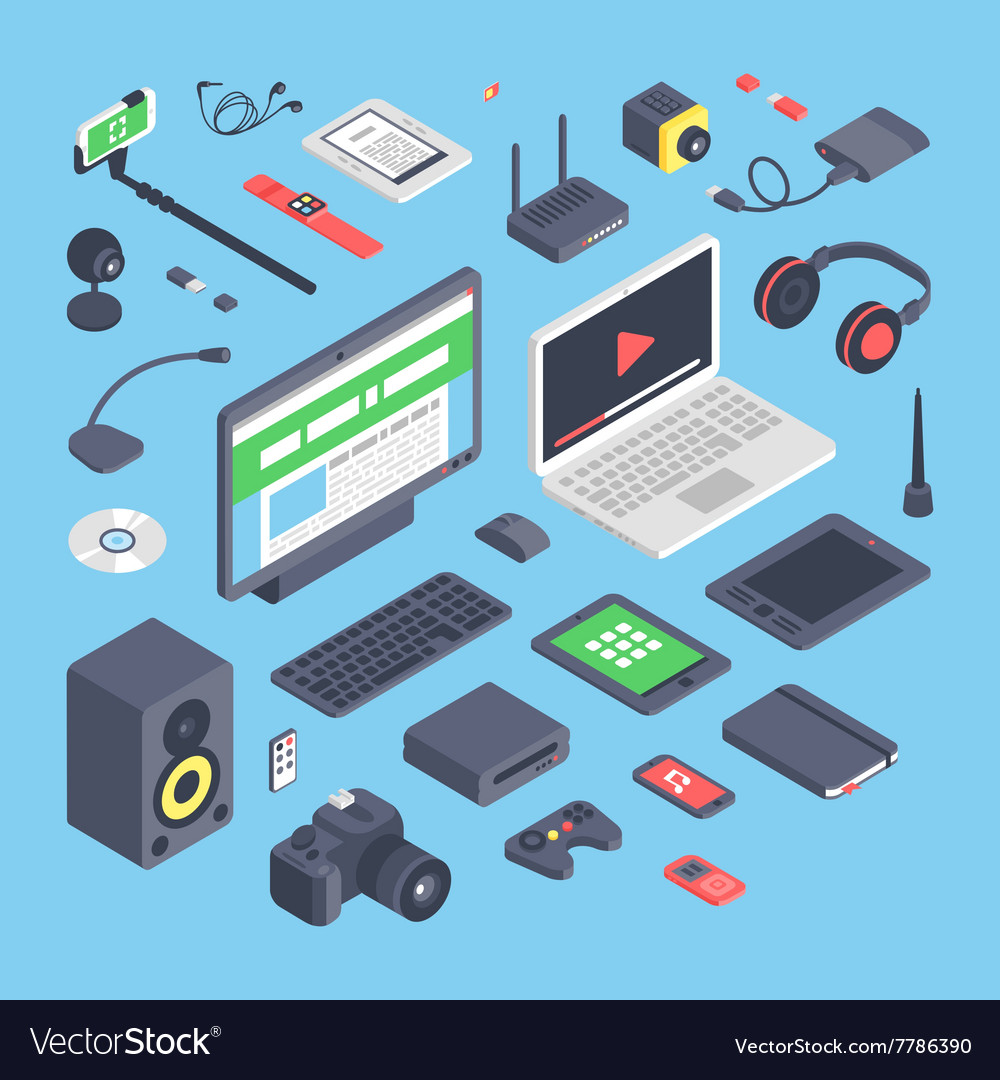 Isometric Computer Devices Icons