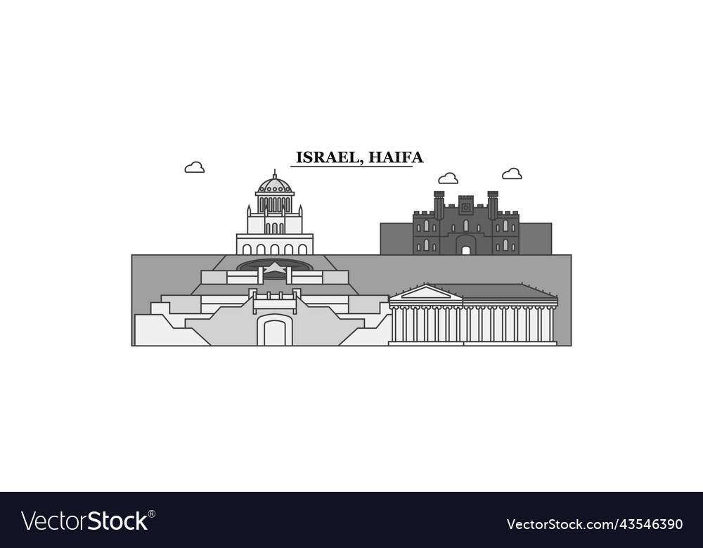 Israel haifa city skyline isolated Royalty Free Vector Image