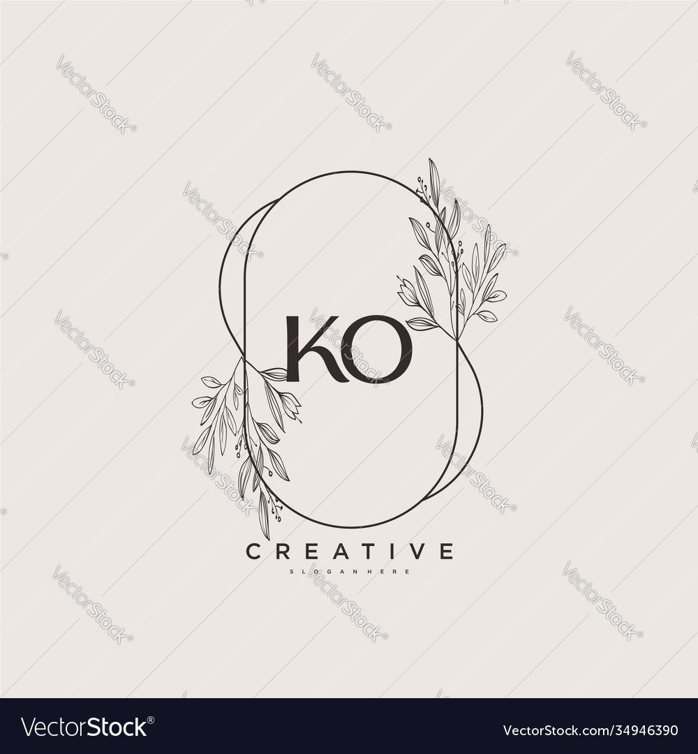 Ko Schönheit erstes Logo Kunsthandschrift vector image Ko Schönheit erstes Logo Kunsthandschrift