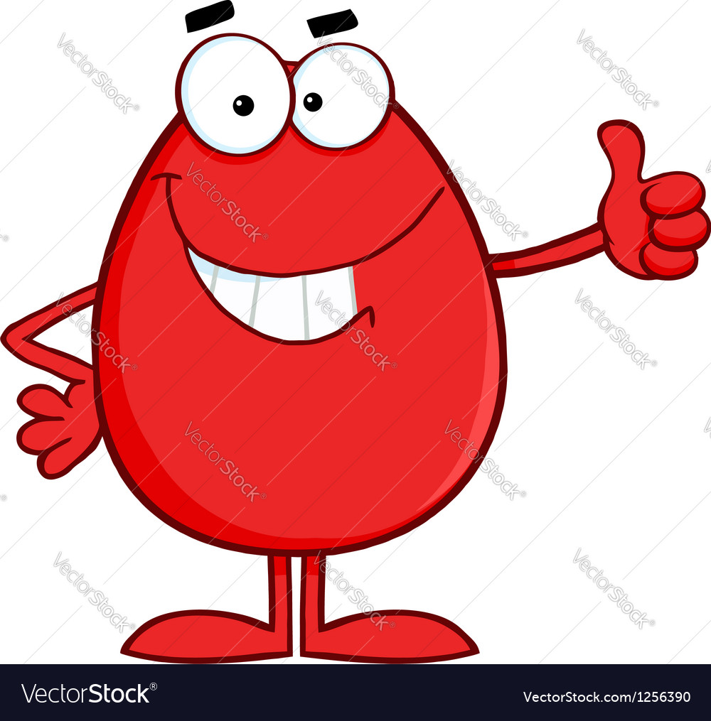 Red easter egg cartoon character showing thumbs up