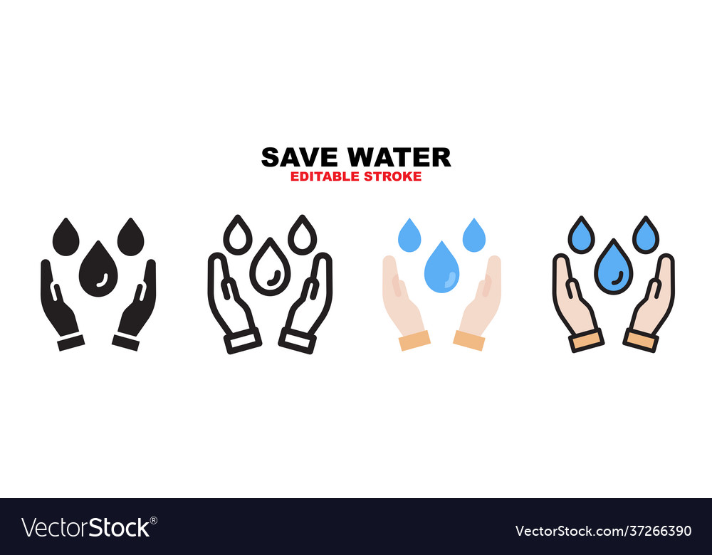 Save water icon set with different styles