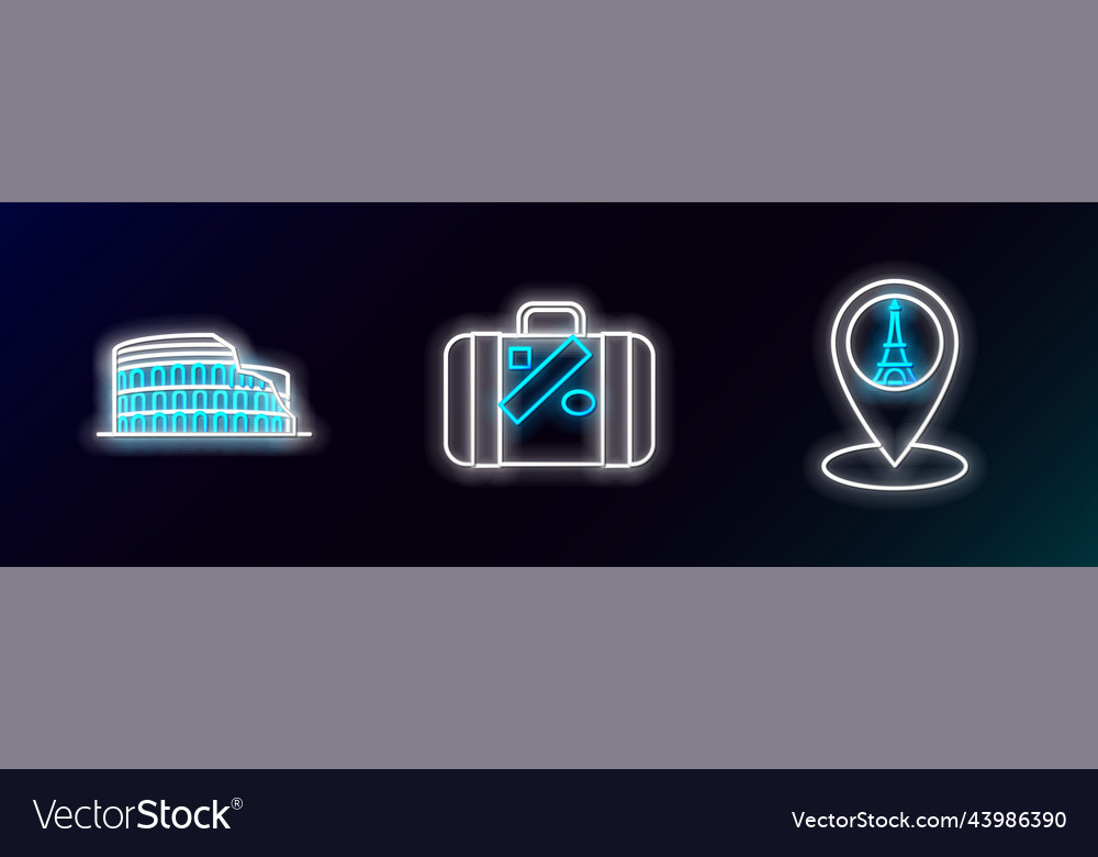 Set line map pointer with eiffel tower coliseum vector image Set line map pointer with eiffel tower coliseum