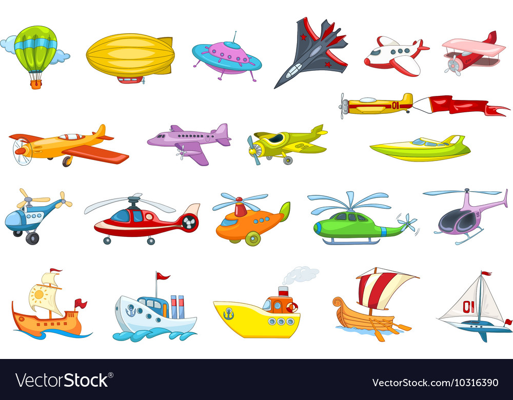 Set of air and water transport Royalty Free Vector Image