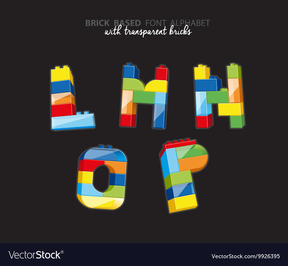 Alphabet created from playing bricks with some