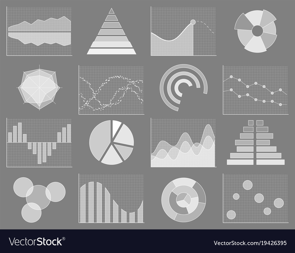 Business chart collection set of graphs data Vector Image