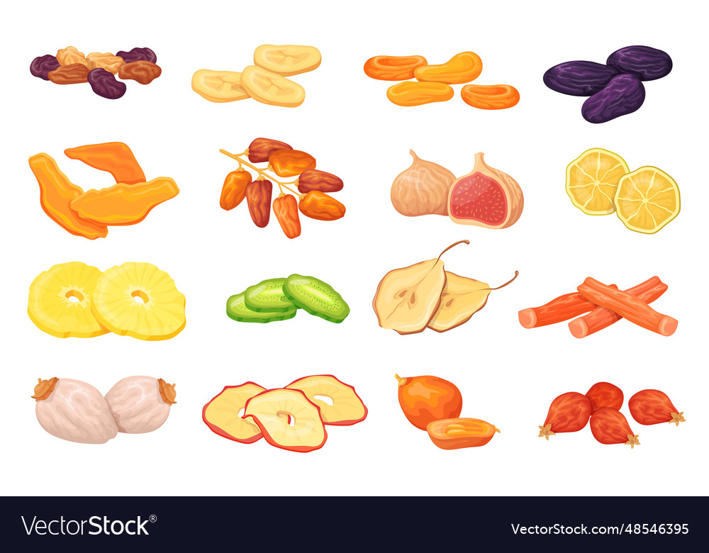 Cartoon dried fruits dry isolated raisin date Vector Image