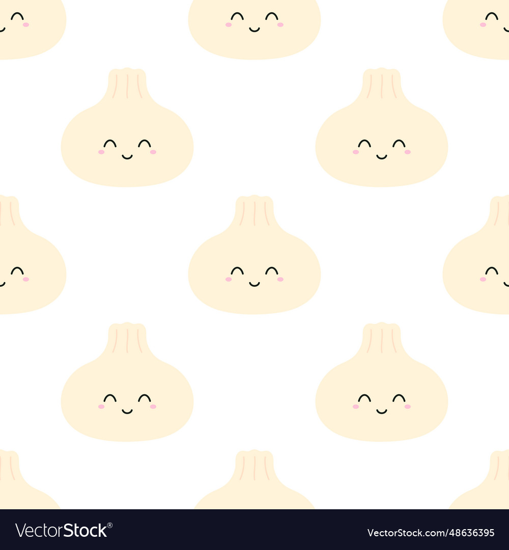 Cartoon seamless pattern with dumpling character
