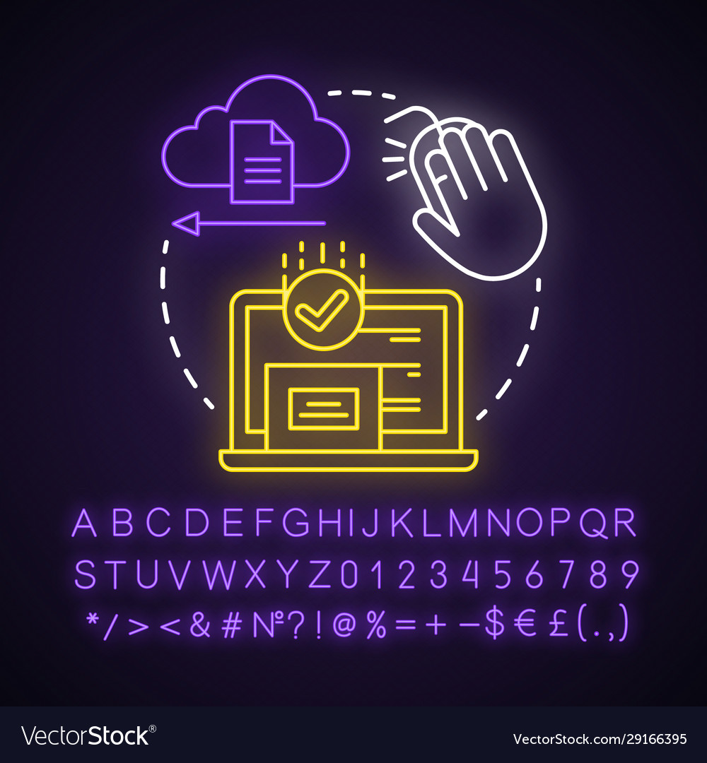 Deployment neon light concept icon data send Vector Image Deployment neon light concept icon data send