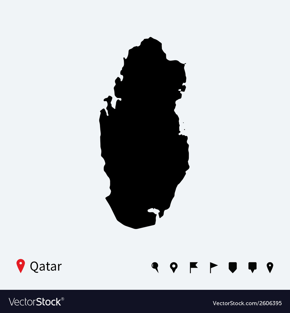 Detailed Qatar Map with Navigation Icons
