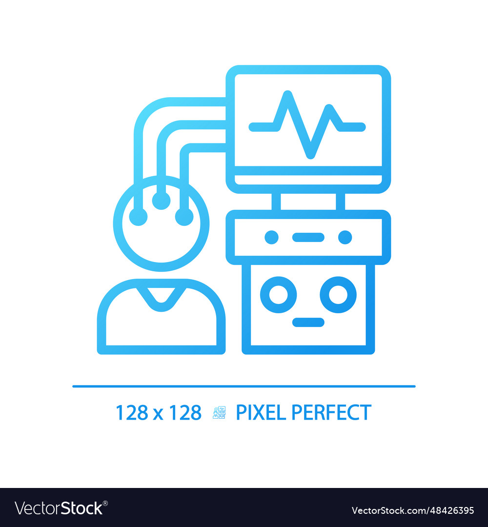 Eeg machine pixel perfect gradient linear icon vector image Eeg machine pixel perfect gradient linear icon