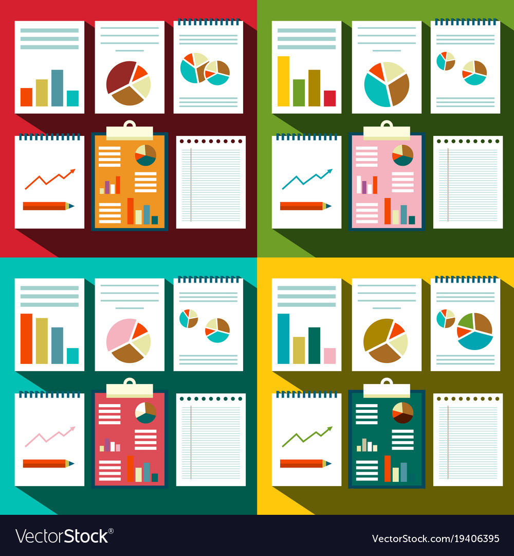 Flat design paperwork background with graphs