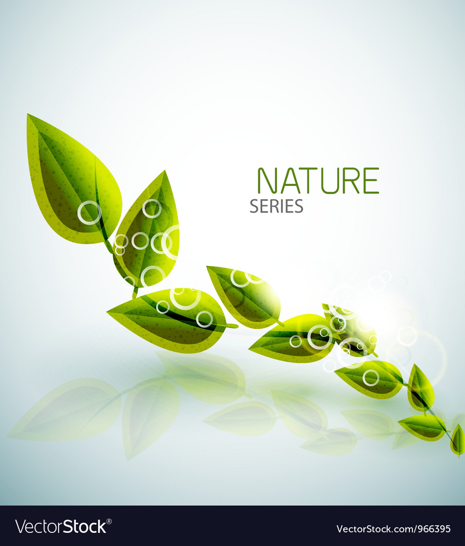 Flying green leaves nature background