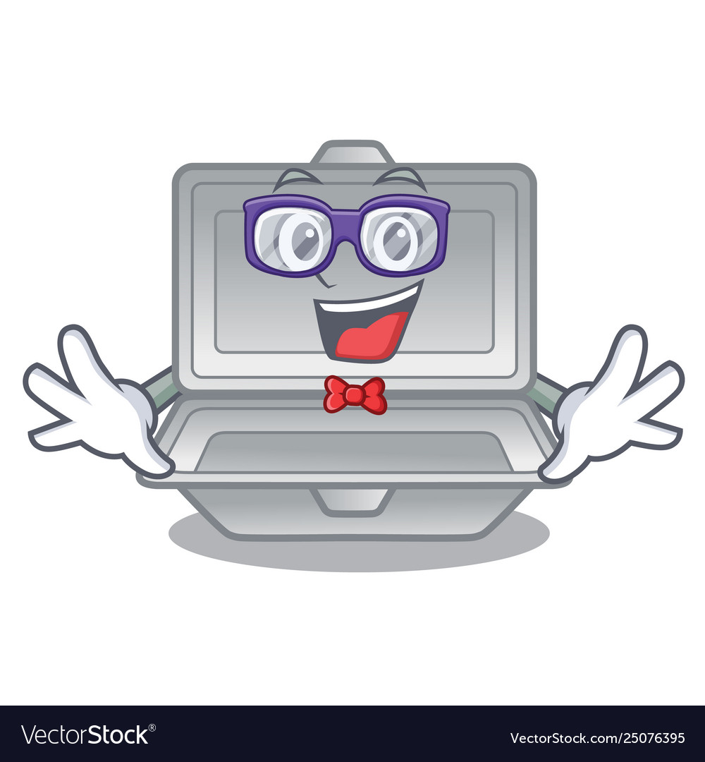 Geek open styrofoam isolated with mascot