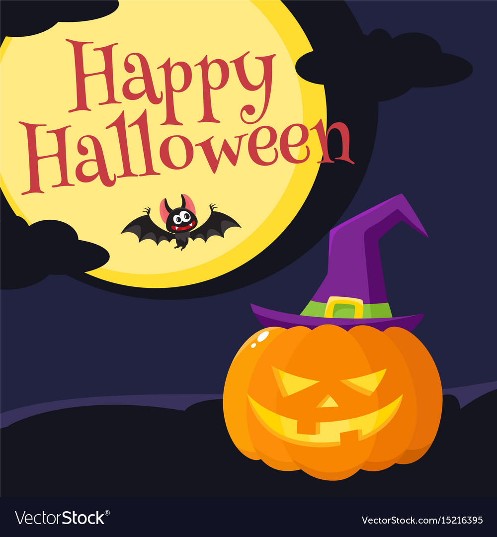 Happy halloween greeting card poster banner Vector Image