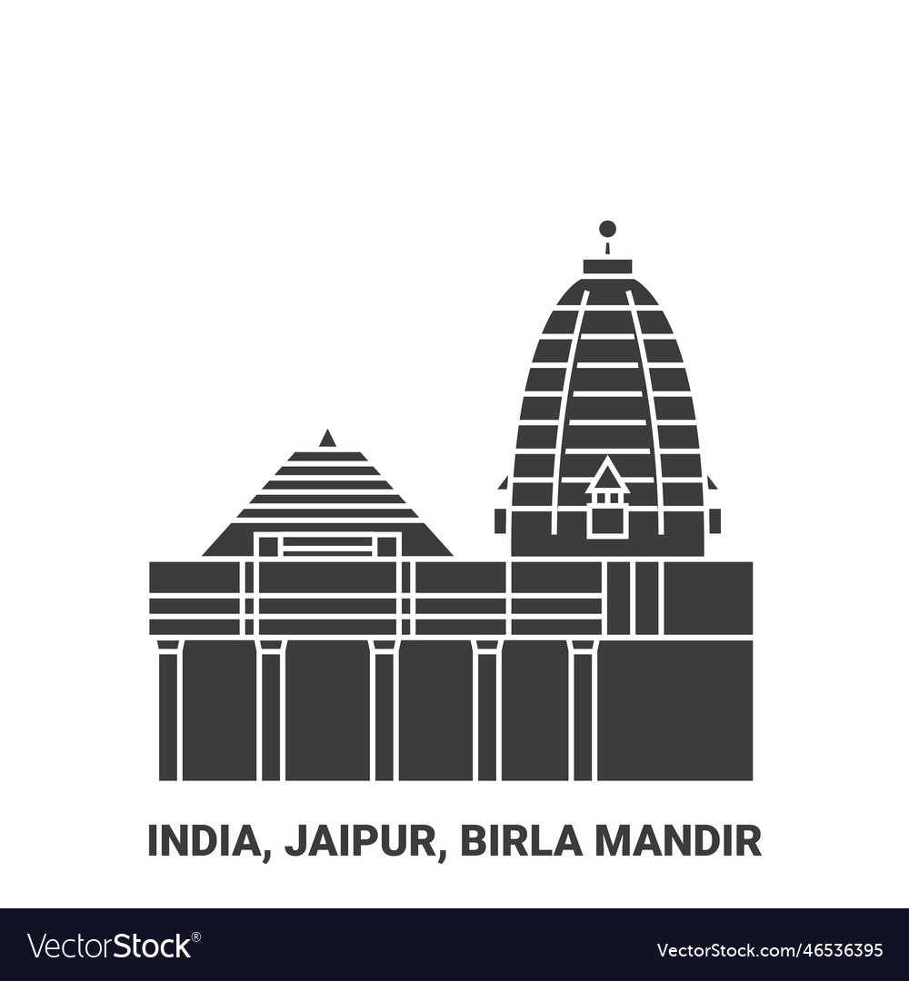 India jaipur birla mandir travel landmark vector image India jaipur birla mandir travel landmark