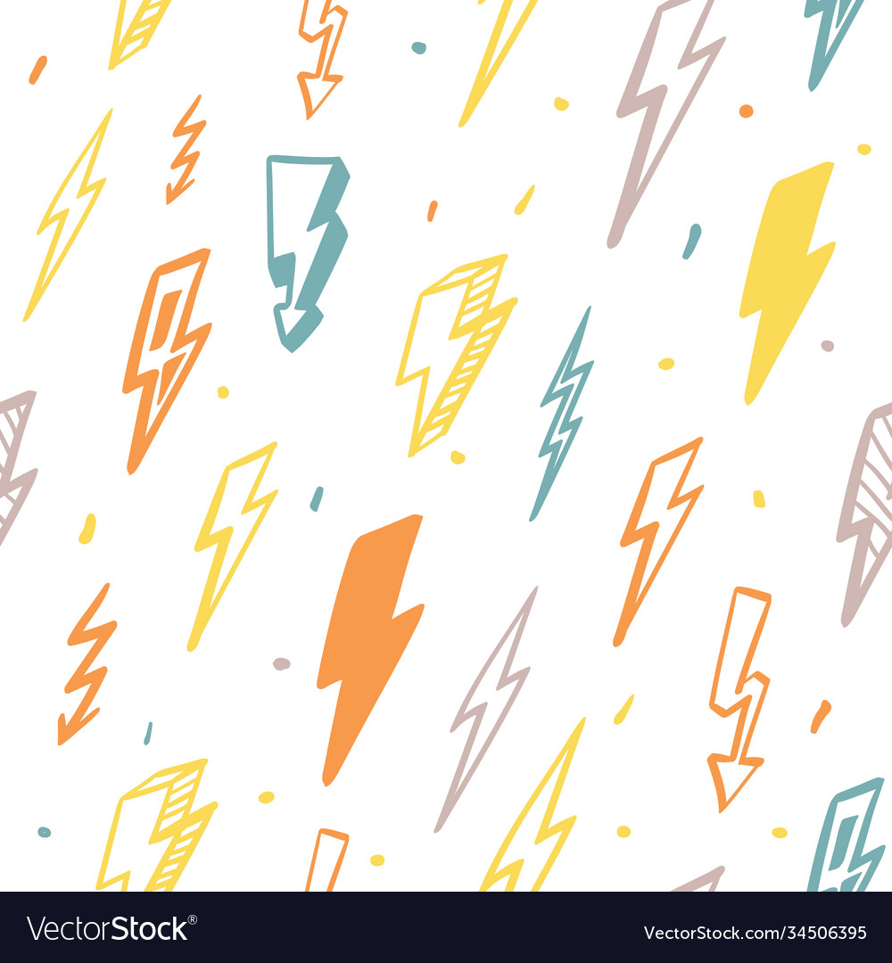 Lightning seamless pattern orange flashes Vector Image