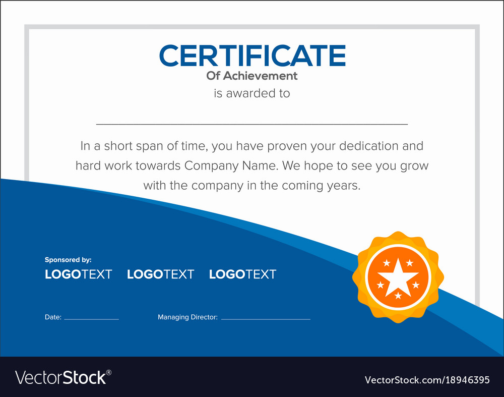 Modern neat blue and white certificate