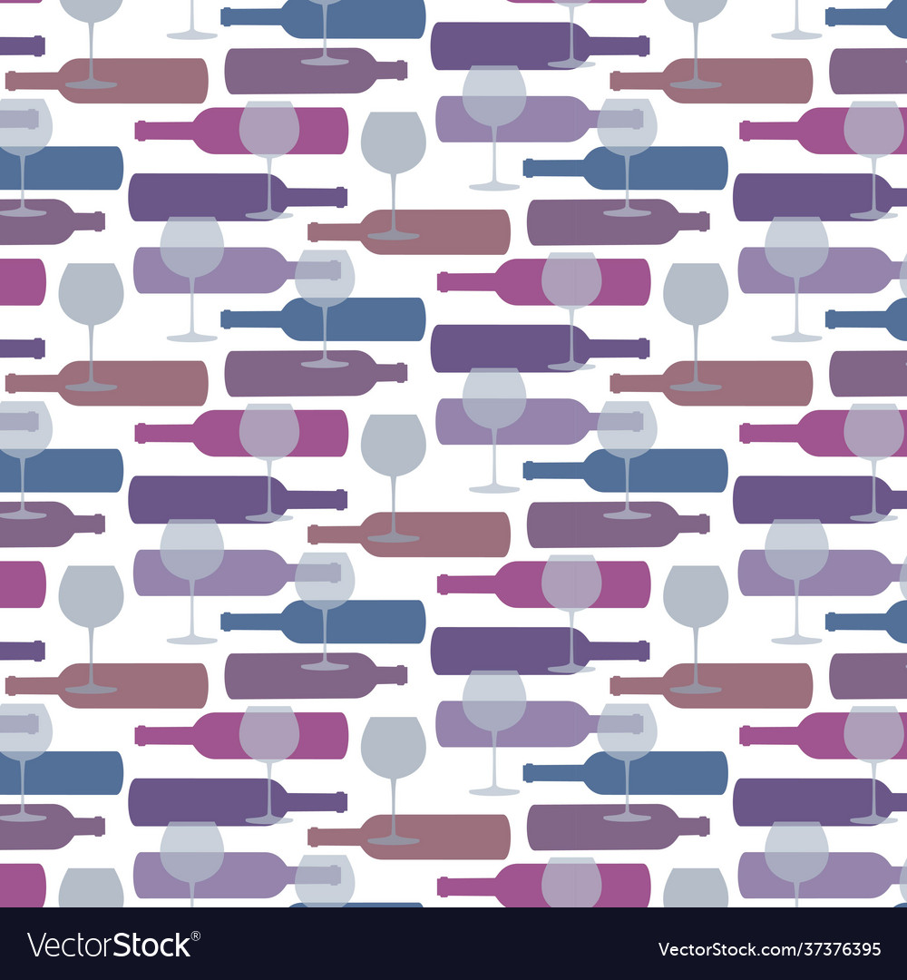 Seamless pattern with bottles wine vector image Seamless pattern with bottles wine