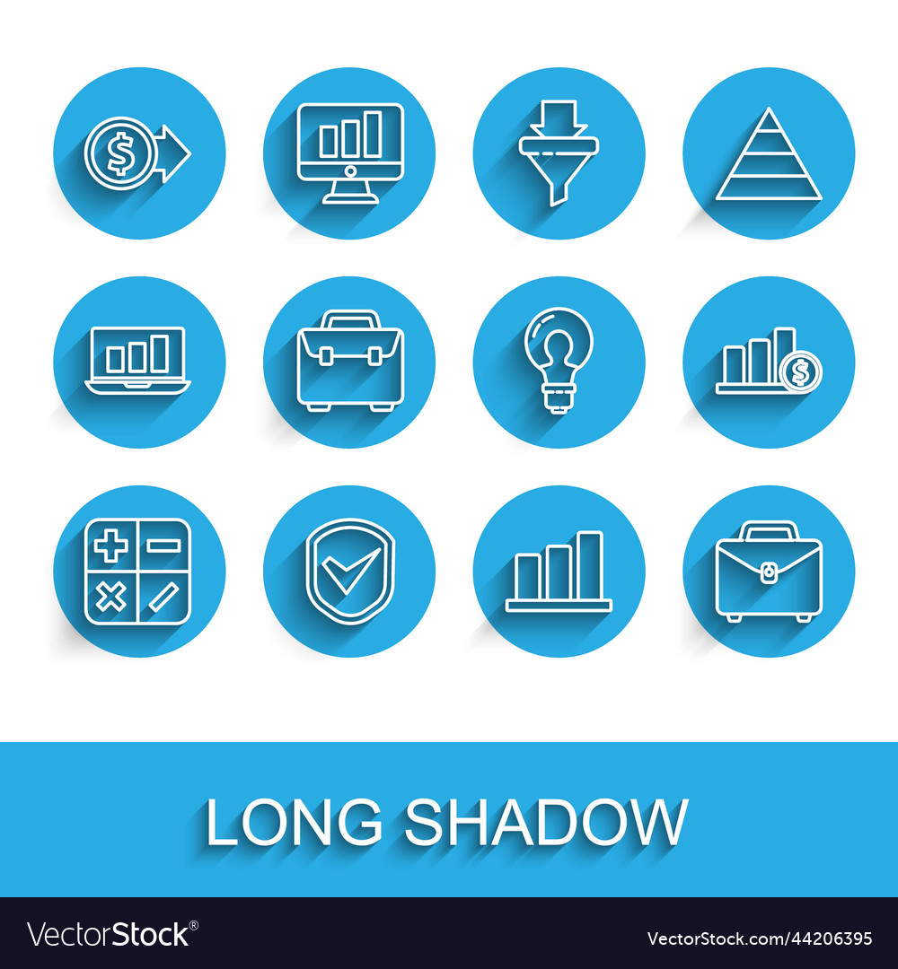 Set line calculator shield with check mark coin vector image Set line calculator shield with check mark coin