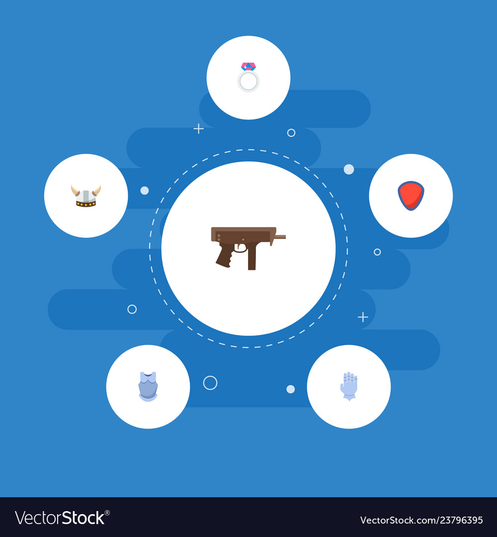 Set of gaming icons flat style symbols with shield