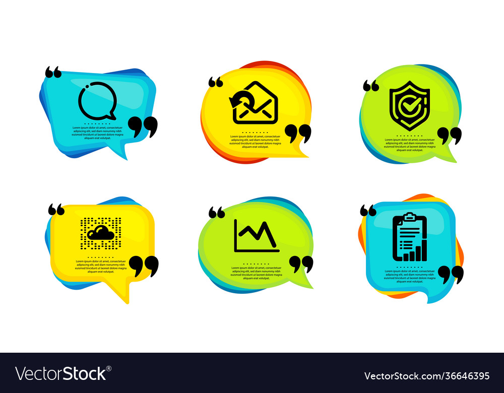 Speech bubble line chart and send mail icons set vector image Speech bubble line chart and send mail icons set