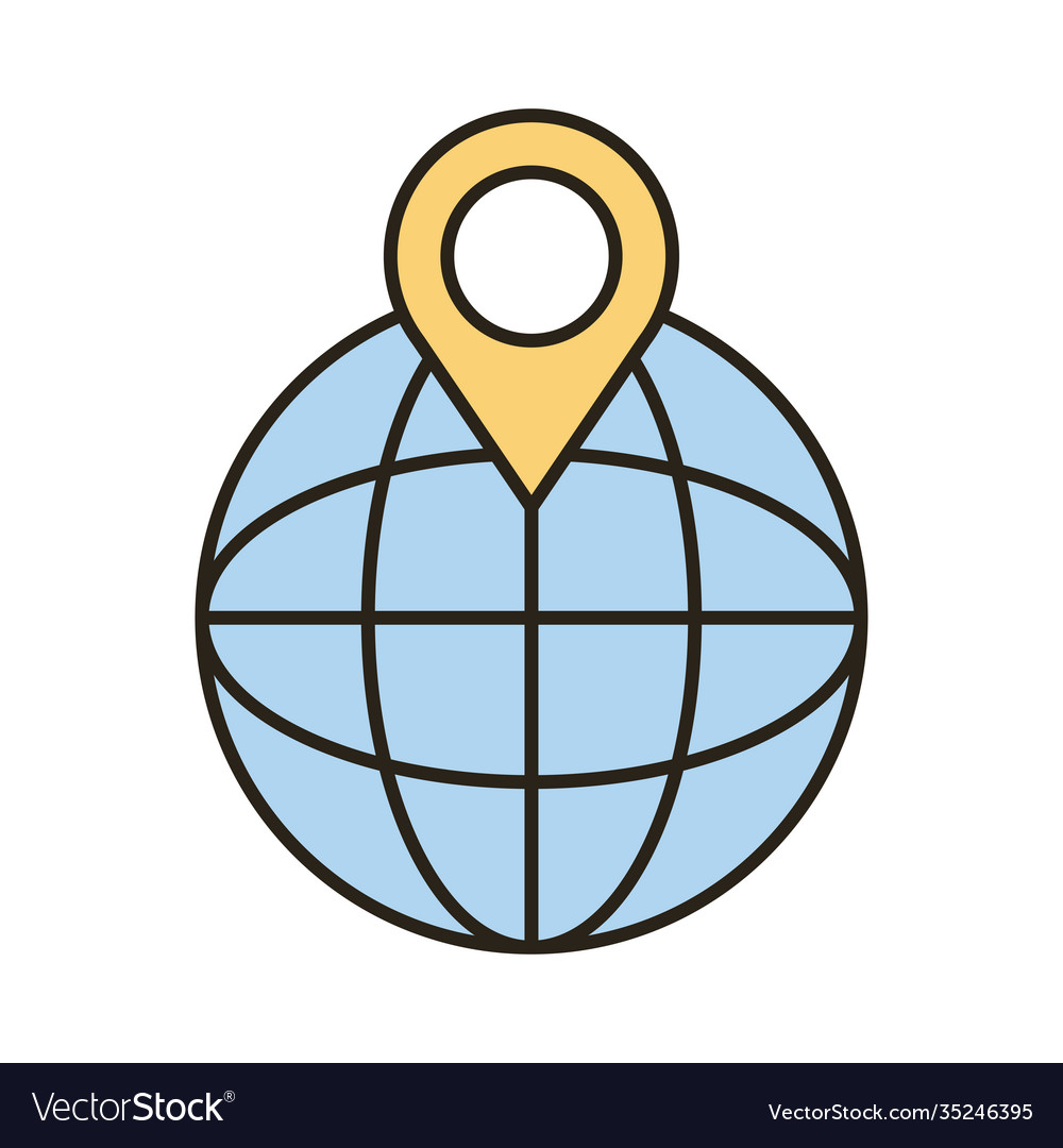 Sphere browser with pin location line and fill
