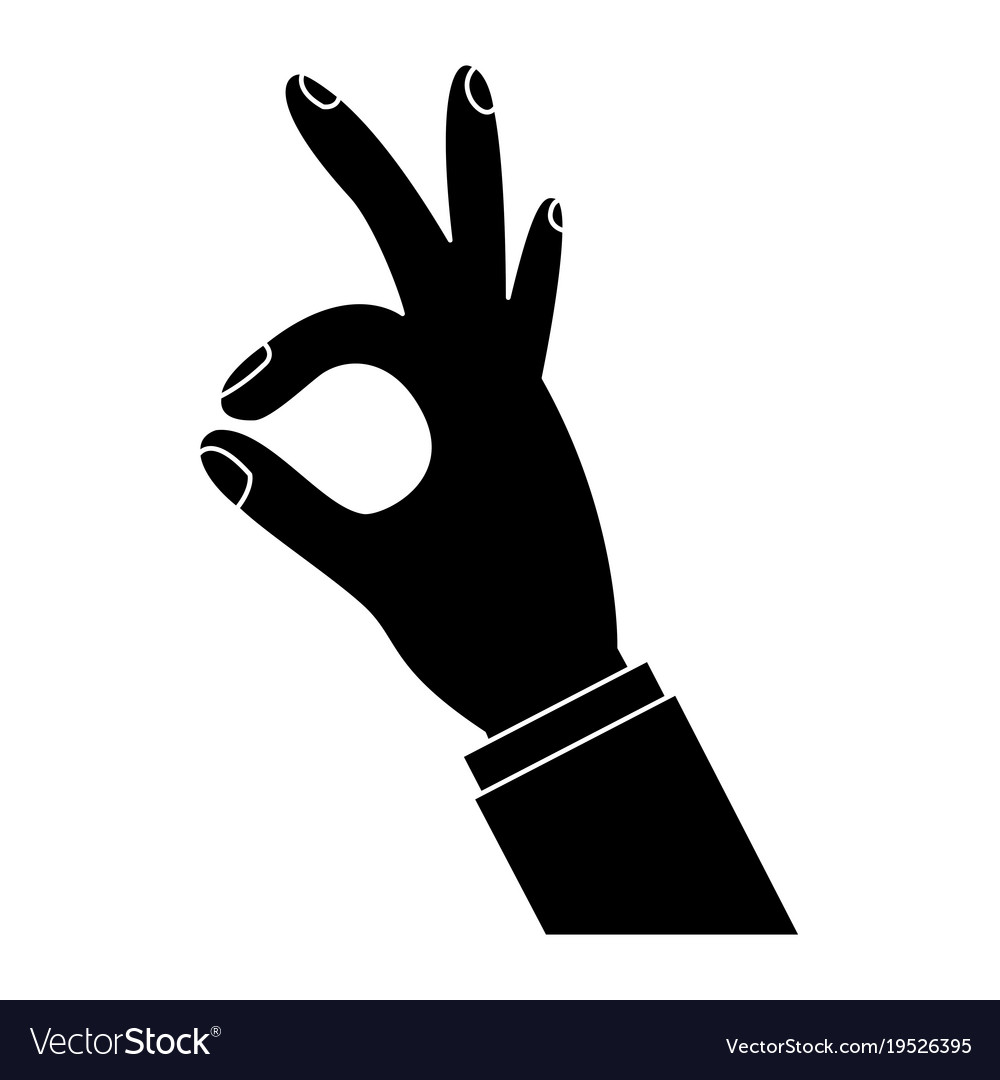Three fingers up ok hand gesture icon image