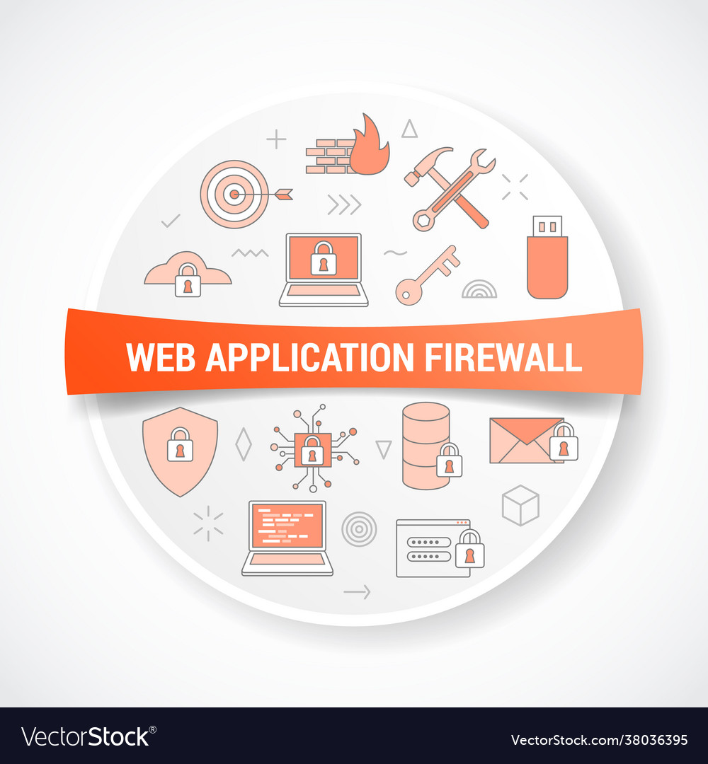 Waf web application firewall concept with icon vector image Waf web application firewall concept with icon